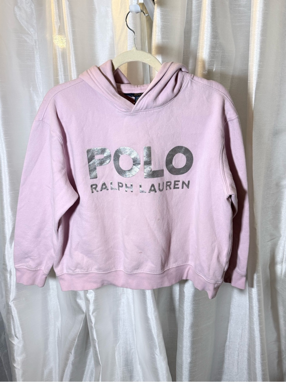 Polo by Ralph Lauren Pink Hooded Sweatshirt with Silver Logo